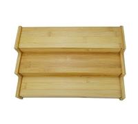 Bamboo Spice Rack 3-Tier Kitchen Non-Expandable Shelf Space-Saving Stacked Storage Stylish Condiment Holder for Home & Kitchen