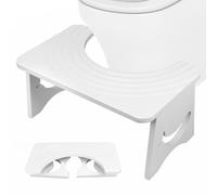 Bamboo Squatting Step Toilet Stool for bathroom, Foldable Bathroom Squat Aid Proper Toilet Posture Footstool, Ergonomic Curve Squatting Potty Poop Stool with Non-Slip Pads,6.9Inch Height (White)