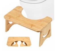 Bamboo Squatting Step Toilet Stool for bathroom, Foldable Bathroom Squat Aid Proper Toilet Posture Footstool, Ergonomic Curve Squatting Potty Poop Stool with Non-Slip Pads,6.9Inch Height (Natural)