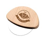 Bamboo & Stainless Steel Pizza Cutter - Personalised with Text or Logo (RONY)