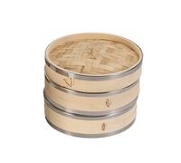 Bamboo Steamer 21CM, Two-Tier Food Dim Sum Steamer with Lid, Great for Asian Cooking, Buns, Dumplings, Vegetables, Fish