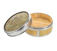 Bamboo Steamer Basket 18cm Stainless Steel and Wood for Soup Dumplings