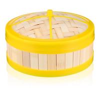 Bamboo Steamer Single Tier Basket 10 Inch with Lid for Cooking | Banding, Traditional Chinese Style, Smooth Bamboo Surface, for Dim Sum, Baozi, Rice and Meal Prep
