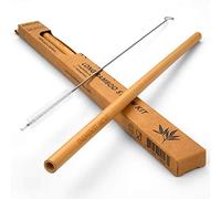 Bamboo Step - Pack of 3 Long Bamboo Straw Individual Kits - “Bamboo Move” Line. 3X "1 Reusable 9.9" (25cm) Straw and a Cleaning Brush in a Kraft Paper Box”. (Thin Size for Tumbler Cup Lid)