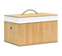 vidaXL 4x Bamboo Storage Boxes White Shelf Basket Chest Household Organisation
