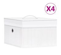 vidaXL 4x Bamboo Storage Boxes White Shelf Basket Chest Household Organisation