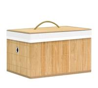 Bamboo Storage Boxes, Pack of 4, Square, 31 x 31 x 20 cm, Foldable and Stackable with Fabric Insert, Organiser for Cupboard, Shelf, Drawer, Ideal for Storing Clothes, Cosmetics