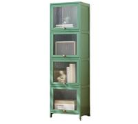 Bamboo Storage Cabinet with Clear Shelves Tall Narrow Free Standing Bookcase for Home Office Kitchen & Living Room Versatile Linen Tower Bookshelf Solution for nized Spaces