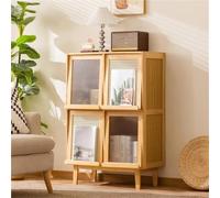 Bamboo Storage Cabinet with Flip-Top Doors Large-Capacity Entryway with Magazine Rack Sideboard Low Bookcase for Room Long-Lasting(Natural,69 cm)