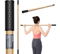 Bamboo Stretch Yoga Stick, 5ft/149 cm, Flexibility Stick for Physical Therapy, Premium Yoga Dowel with Super Sturdy Rubber Handle Ends, Exercise Bar for Posture Corrector