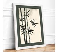 Bamboo Study Japandi Framed Wall Art Print A3 White