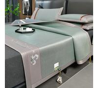 Bamboo Summer Cooling Sleeping Mat, Rattan Ice Silk Cooling Sleeping Mat Foldable With Pillowcase Multicolor Multiple Sizes(Green,150 * 200cm)