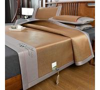 Bamboo Summer Cooling Sleeping Mat, Rattan Ice Silk Cooling Sleeping Mat Foldable With Pillowcase Multicolor Multiple Sizes(Brown+black,90 * 195cm)