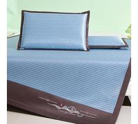 Bamboo Summer Cooling Sleeping Mat, Rattan Ice Silk Foldable Cooling Sleeping Mat With Pillowcase Multicolor Multiple Sizes(Light Blue,180 * 200cm)