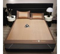 Bamboo Summer Cooling Sleeping Mat, Rattan Ice Silk Sleeping Mat With Pillowcase For Bed Multicolor Multiple Sizes(Dark brown+white,90 * 193cm)