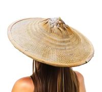 Bamboo Sun Hat Handmade Straw Hat Dia Samurai hat Cosplay 16 inches Yellow, Yellow, M