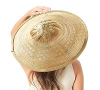Bamboo Sun Hat Handmade Straw Hat Dia Samurai hat Cosplay 18.8 inches Yellow, Yellow, M