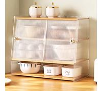Bamboo Tab Dining Cabinet Coffee Cup rage Rack Countertop Dish with Sliding Doors Versati Home rage Solution 32CM