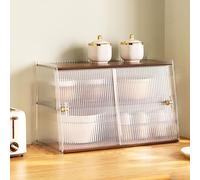 Bamboo Tab Dining Cabinet with Sliding Doors Coffee Cup rage Rack & Dish Rack Countertop for Various Home Stys 32CM