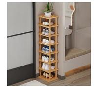 Bamboo Tall Narrow Shoe Rack - 8-Tier Space-Saving Cornerfor Entryway & Living Room - Slim Vertical Shoe Shelf Stand (25cm Width)