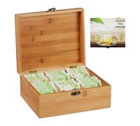 Bamboo Tea Box, Natural Storage Crate, Kitchen Teabag Chest