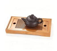 Bamboo Tea Tray, Double-Layer Teapot Tray, Portable Tasteful Japanese Chinese Gongfu Tea Table, Chinese Teaboard Tea Plate, for Home Garden Office (14 * 27cm)