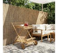 Bamboo Tea Trolley with Wheels, Natural, 79 x 67.5 x 84 cm, Versatile Kitchen Trolley and Serving Trolley with Storage Space, Space-Saving Trolley for Dining Room and Bar Trolley