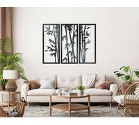 Bamboo Three Panel Metal Wall Art - Tropical Indoor & Outdoor Garden Decor