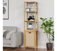 Bamboo Tilt Out Laundry Hamper, 4-Tier Tilt Out Hamper for Laundry with Shelf & Removable Clothes Basket - Can Convert to 2-Tier Pull-Out Laundry Hamper & 2 Tier Freestanding Shelf, Beige