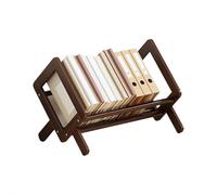 Bamboo Tilting Bookcase, Desktop Book Shelf Organizer Display Stand, Little Book Holder Tilted Tabletop Rack Mini Bookshelf for Organizing Books, Files, and Decor