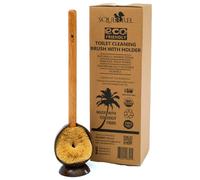 Bamboo Toilet Brush with Coconut Shell holder - Eco-Friendly Wooden Toilet Bowl Cleaning brush - Effective Toilet Cleaning Brush with Hanging Hook