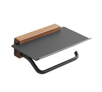 Bamboo Toilet Paper Holder with Shelf - Drill-Free, Wall-Mounted for Bathroom,Schwarz
