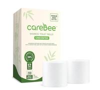 Bamboo Toilet Rolls | Unscented | 3-Ply | 100% Bamboo | Plastic-Free Packaging | 200 Sheets Per Roll | Biodegradable, Compostable & Eco-Friendly | Vegan (12 Roll)