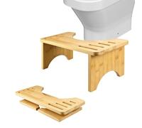 Bamboo Toilet Stool, 7.8 Inch Foldable Bathroom Stools | Toilet Step Stool for Adults & Kids, Constipation Relief, for All Standard Household Toilets