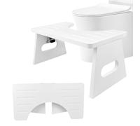 Bamboo Toilet Stool 7 Inch - Foldable Squatting Step Stool for Adults, Kids & Elderly - Anti-Slip Bathroom Stool for Better Pooping Posture, Easy to Clean Potty Tool for Constipation Relief