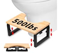 Bamboo Toilet Stool Foldable -7"&9" Adjustable Height Squatting Pool Stool for Bathroom Sink, Kitchen, Bedroom,Toilet Stool Squat Adult and Kids,Potty Stool with Anti-Slip Strip,Up to 500 lbs