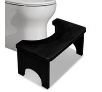 Bamboo Toilet Stool, Foldable & Non-Slip Toilet Stool, Ergonomic Toilet Stool for Digestive Promotion, Space-Saving Stool for Toilet and Bathroom (Black)