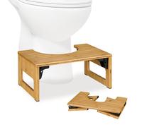 Bamboo Toilet Stool Footstool Bathroom Adults Step Stand Folding 18.5x43x27.5cm