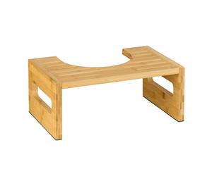 Bamboo Toilet Stool Footstool Bathroom Adults Step Stand Natural 18.5x43.5x28cm