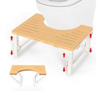 Bamboo Toilet Stool, Poop Stool Foldable,7 8 9 Inches Adjustable Heights Potty Stool for Adults Kids, Portable Pooping Foot Stool for Bathroom RV, Sturdy Squat Stool Potty 500 lbs Capability, White