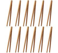 Bamboo Tongs,12 pcs Bamboo Kitchen Tongs Toast Natural Wood Food Clip Tongs for Cooking Pickles ,for Cooking,Bubble Tea,Flipping Meat