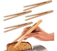 Bamboo Tongs,7 inch Wooden Toaster Tongs with Anti-Slip Design,Reusable Bamboo Toast Tongs, Wooden Tongs,Mini Bamboo Tongs for Cooking Toast Bread Pickles Tea Kitchen Tongs