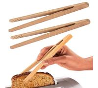 Bamboo Tongs,7 inch Wooden Toaster Tongs with Anti-Slip Design,Reusable Bamboo Toast Tongs, Wooden Tongs,Mini Bamboo Tongs for Cooking Toast Bread Pickles Tea Kitchen Tongs