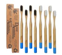 Bamboo Toothbrush ~ Adult Medium Bristles Black & White, Eco Friendly Bio-Degradable (Set of 8)