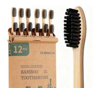 Bamboo Toothbrush Biodegradable WoodenToothbrushes 12pack Natural Travel Size Organic Charcoal Tooth Brush