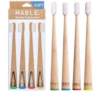Bamboo Toothbrush for Adults - Soft Bristle, Compostable Wooden Toothbrushes, Available in 2 Pack and 4 Pack (Soft Bristles (Pack of 4)