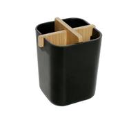 Bamboo Toothbrush Holder 4 Slots Toothpaste Toothbrush Holder for Bathroom Easy Cleaning Detachable(Black)
