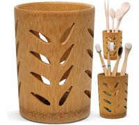 Bamboo Toothbrush Holder For Bathroom Toothbrush Cup With Drainage Quick Drying Bathroom Cup Toothpaste Holder Degradable Cup