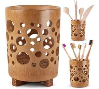 Bamboo Toothbrush Holder For Bathroom Toothbrush Cup With Drainage Quick Drying Bathroom Cup Toothpaste Holder Degradable Cup