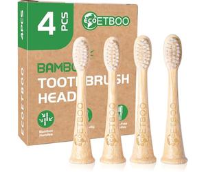 Bamboo Toothbrush Replacement Heads, 4-Pack - Compatible with Philips Sonicare HX3/HX6/HX9 Series, Soft Biodegradable Bristles, Eco-Friendly & Zero-Waste